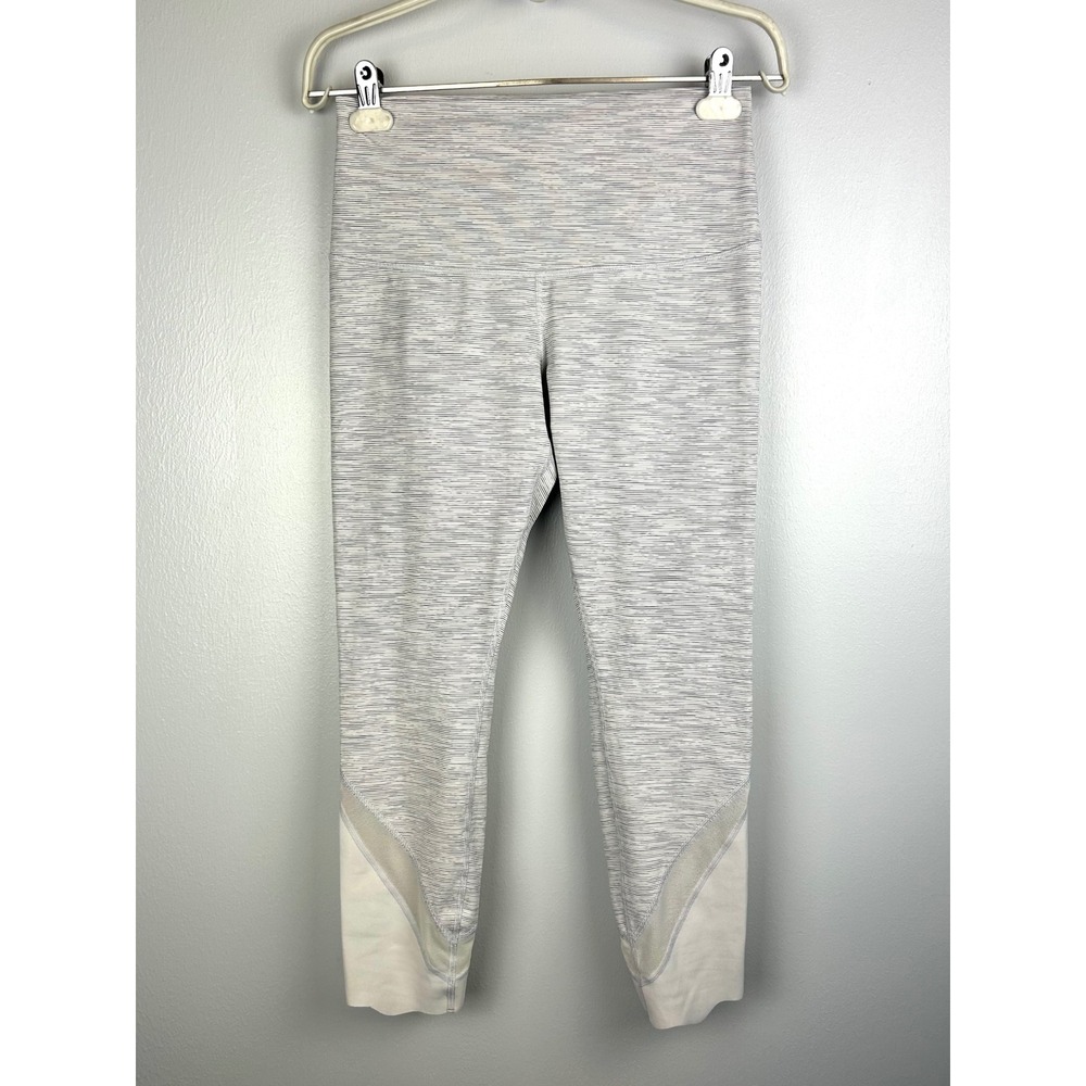Lululemon Wunder Under High‎ Rise Crop Leggings Heathered Gray 8 Scallop Hem 24"